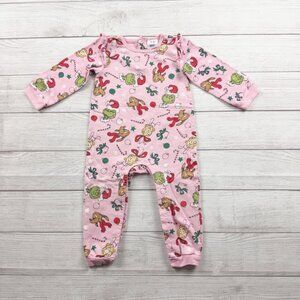 Dr. Seuss Baby Christmas Romper Pink Grinch Cindy Lou Who One Piece 24 Months
